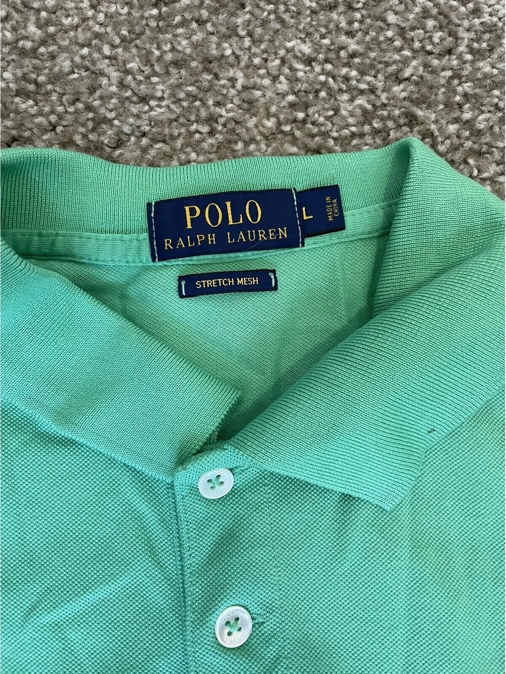 Polo Ralph Lauren Men’s Green Stretch Mesh Short Sleeve Shirt Pony Size Large